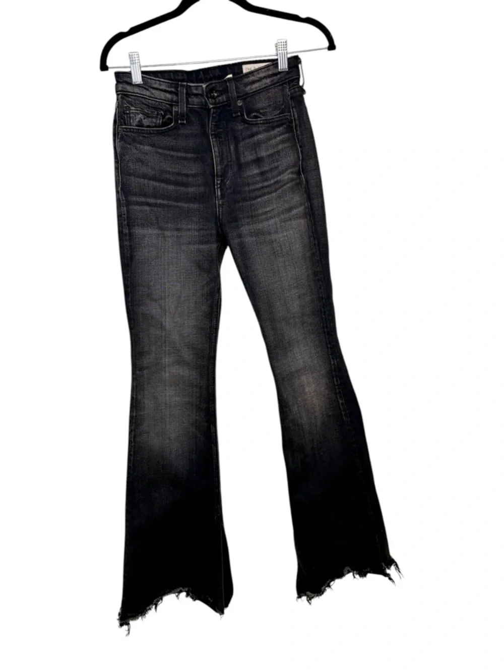 Rag & Bone Nina High-Rise Flare Onyx Black Size 24 - Picture 4 of 11